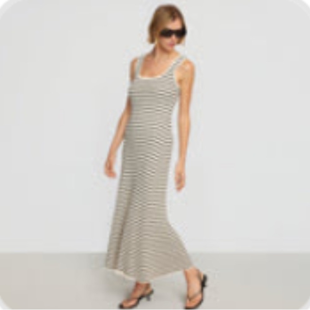 Sofia Ribbed Maxi Dress | Cream X Black NWT